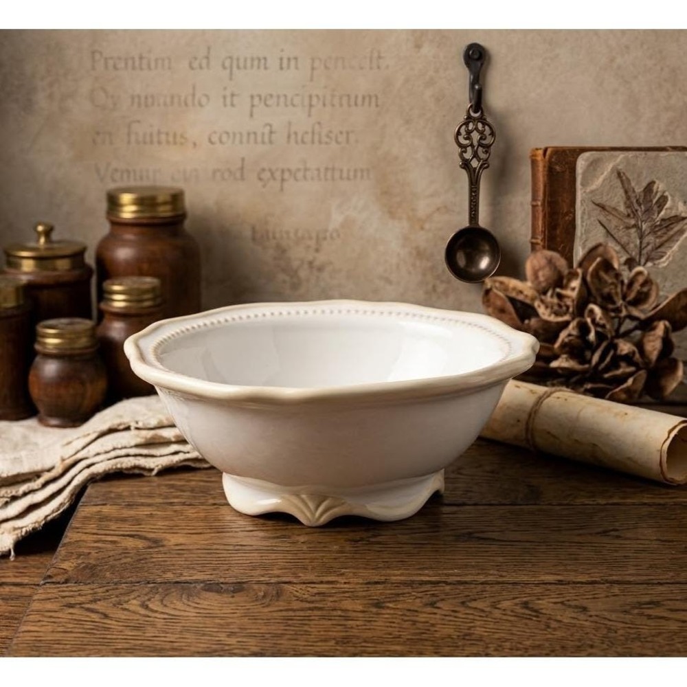 Princess House Pavilion Bowls Set Of 4 Ivory Cream Ceramic Soup Cereal Footed